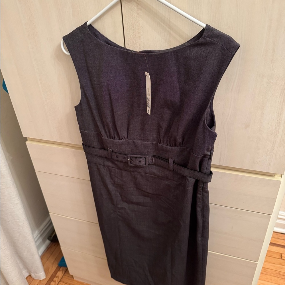 Adrienne Vittadini Charcoal Belted Midi Dress